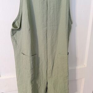Light Sage Green Women's Jumpsuit - Sleeveless Pocket Jumpsuit